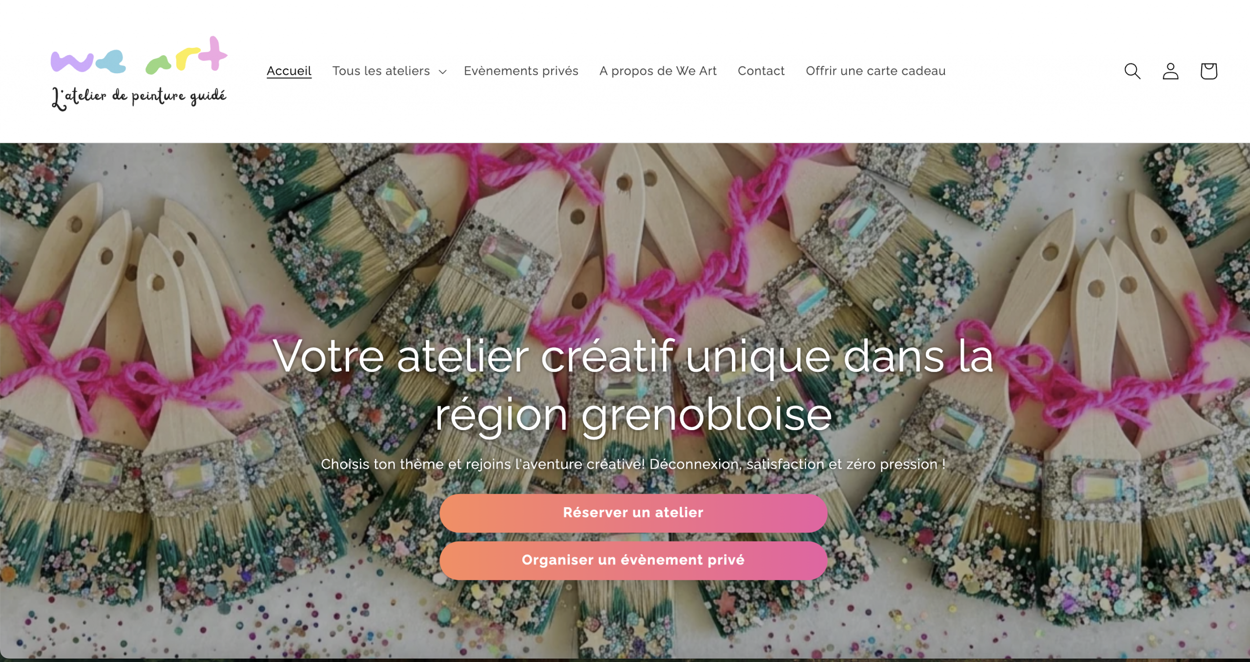 Atelier artistique We Art - Système de paiement Shopify et forfaits